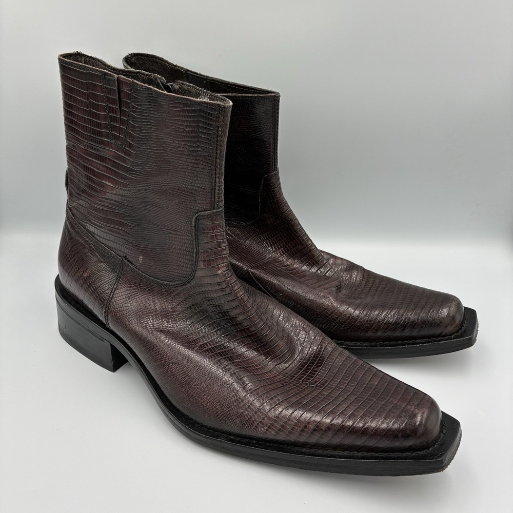 Nex technical Men's Italian Alligator Printβ Leather Boots EU Size 43 US Size 10